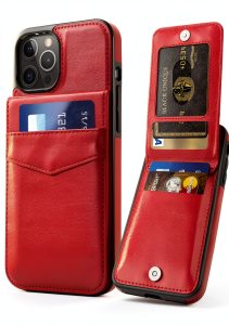 Entronix Leather Wallet Case iPhone 14 Pro Max Black Red-0