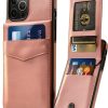 Entronix Slim Leather Wallet Case iPhone 15 Pro Pink Red-1