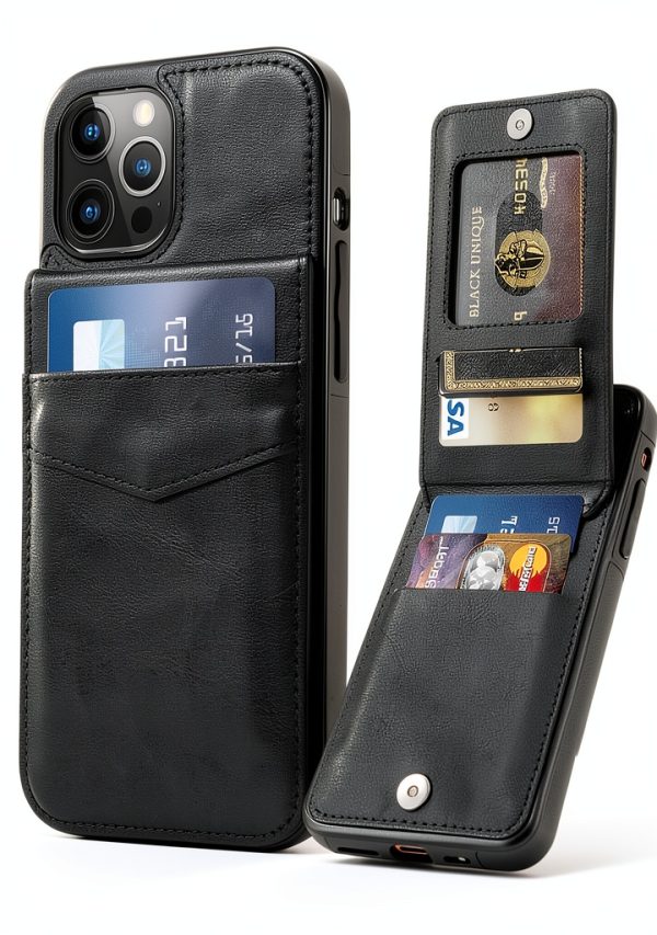 Entronix Leather Wallet Case iPhone 15 Pro Black Navy-0