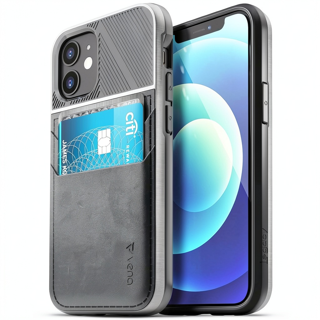 Vena Legacy wallet case showing card slot and iPhone 12 Mini fit