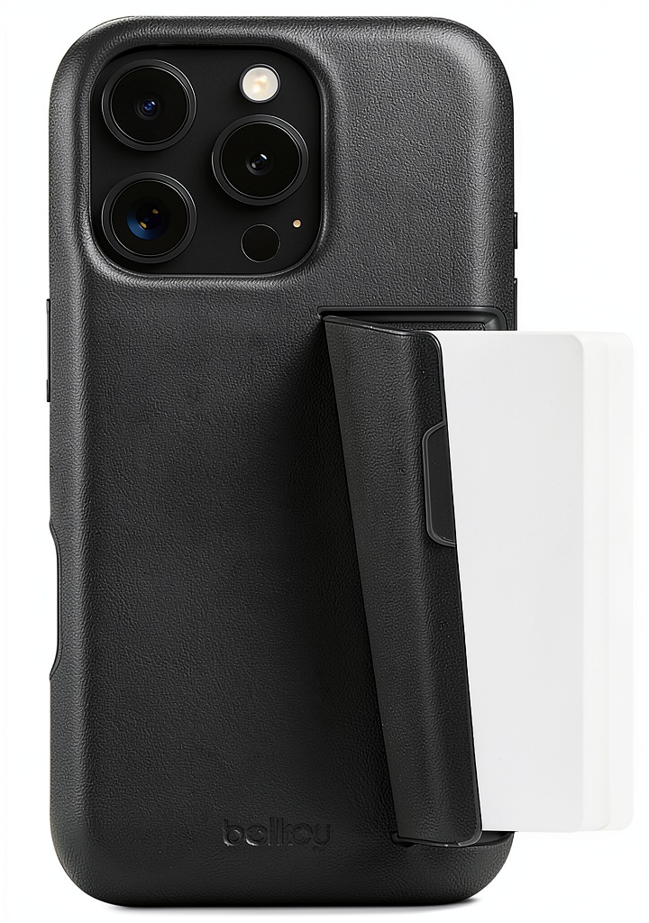 iPhone 16 Pro Max Leather Case showing card holder and magnetic closure